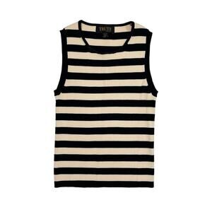 NWOT Sleeveless Knit Stripped Top Black and Beige Truth by Republic XS